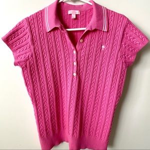 Lilly Pulitzer Pink Cable Knit Cap Sleeve Sweater size L